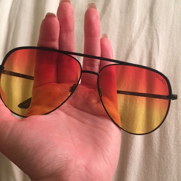 Quay x Desi Sahara orange yellow Fade Sunglasses - Picture 5 of 6